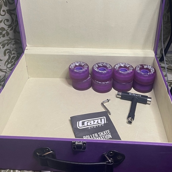Purple Suede Roller Skates with Custom Wheels & Tote Box - Picture 5 of 16